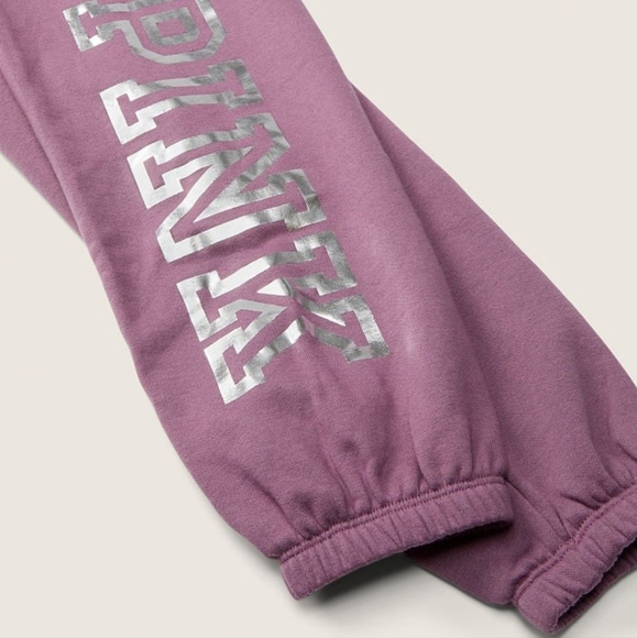 PINK Victoria Secret Everyday Classic Lounge Sweat Pant Small purple silver NEW - Picture 5 of 11
